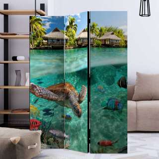 Paravent Südsee Motiv Unterwasserwelt Print Leinwand