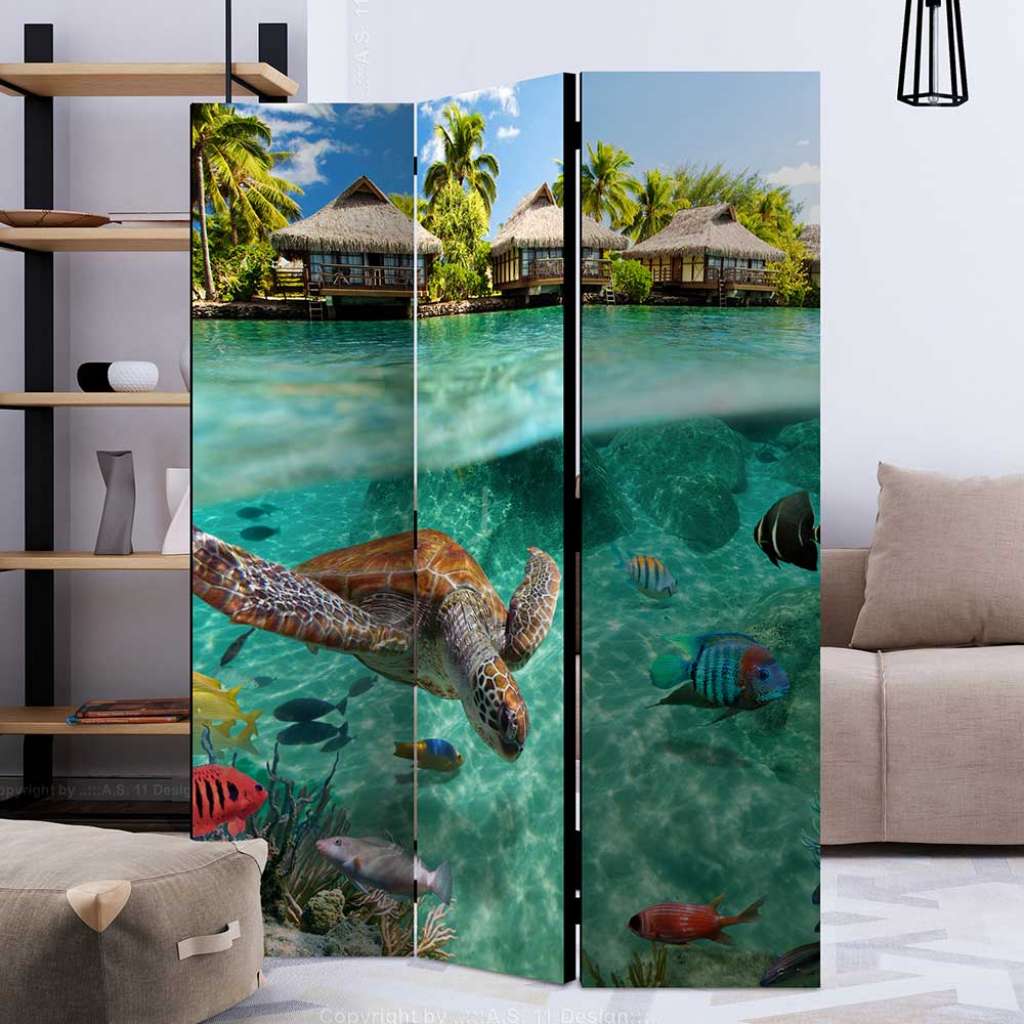 Paravent Südsee Motiv Unterwasserwelt Print Leinwand