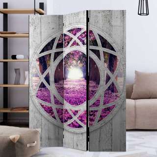 Moderner Paravent in Grau Pink Violett Motiv Allee