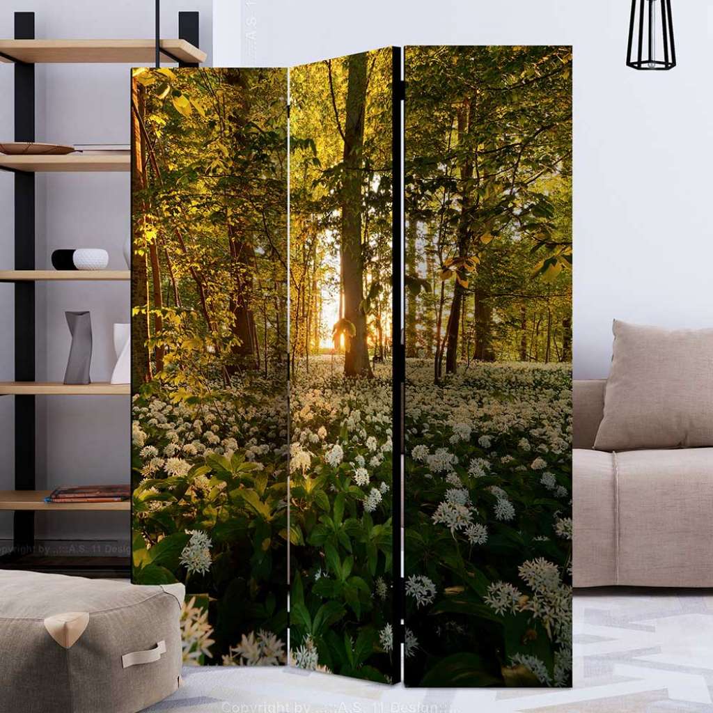 Blickdichter Paravent mit Fotoprint Waldwiese 3 oder 5 Elemente