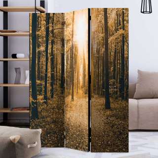 Fotoprint Paravent mit Wald Motiv Herbst Landhausstil