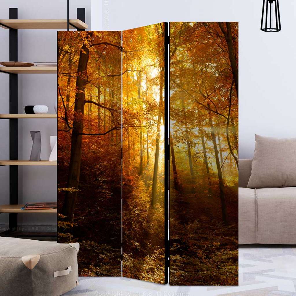 Herbstmotiv Paravent im Landhausstil Leinwand und Holz