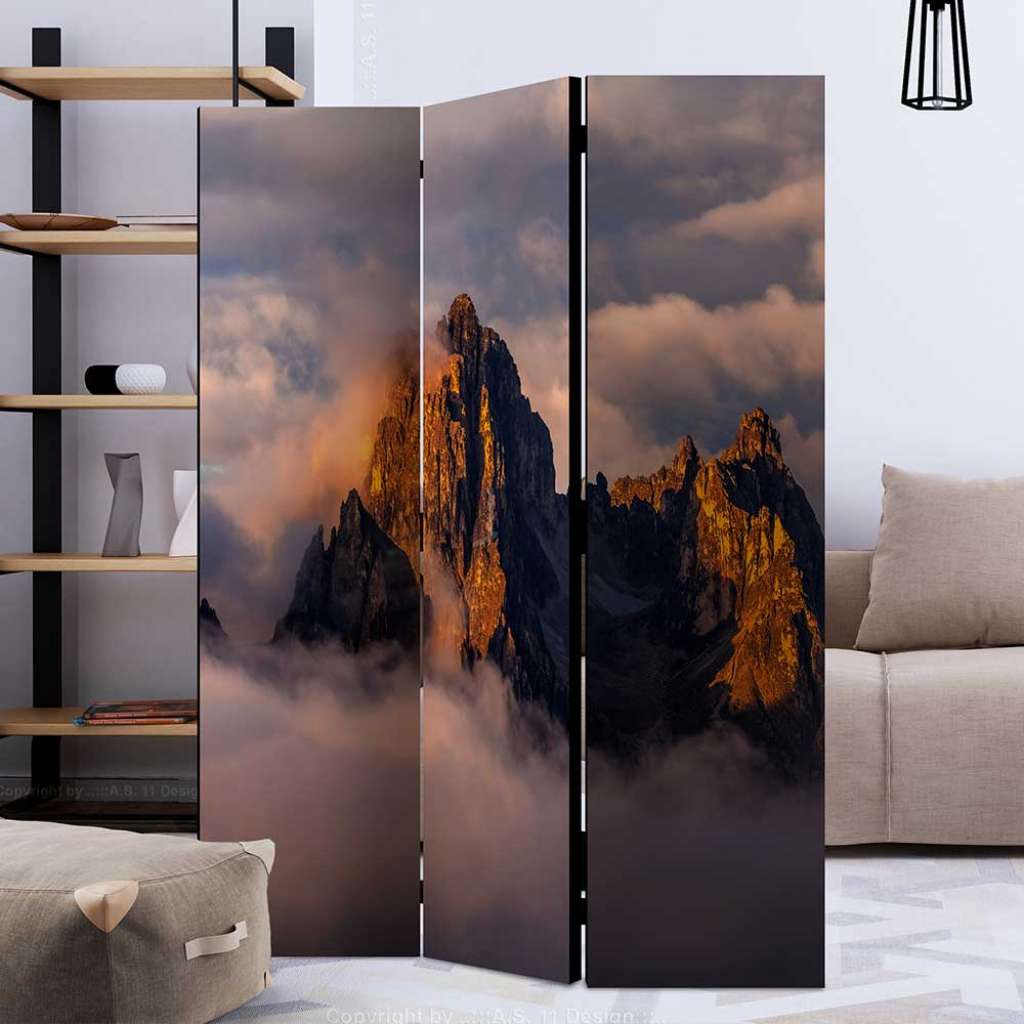 Paravent Fotodruck mit Berglandschaft Motiv Landhausstil