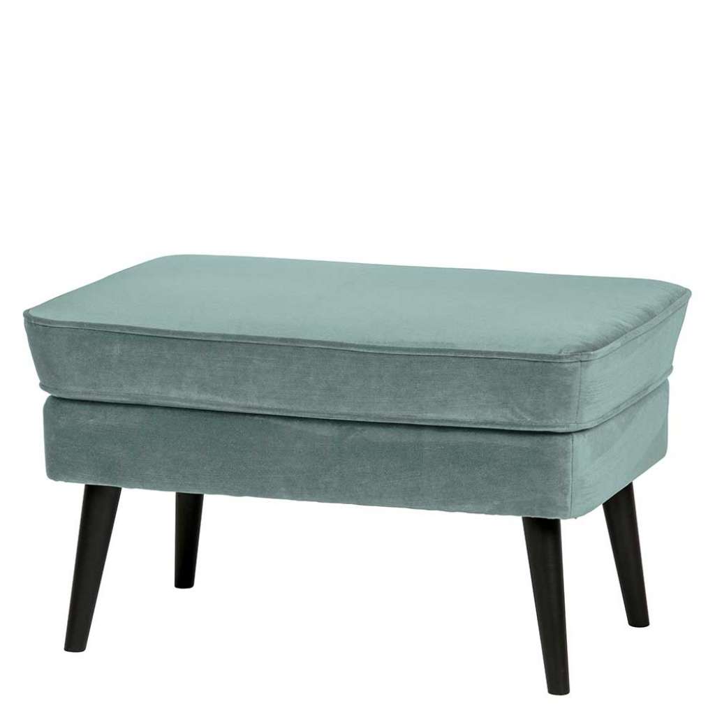 Couchhocker in Mintgrün und Schwarz Samtbezug
