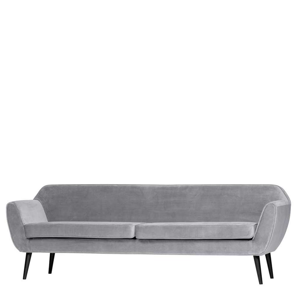 Samt Polstersofa in Hellgrau und Schwarz 47 cm Sitzhöhe
