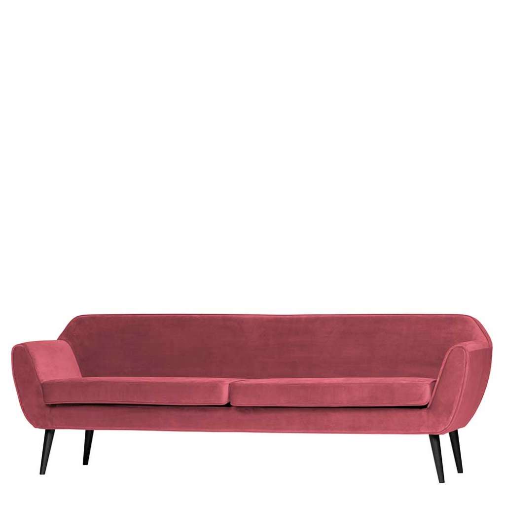 Samt Sofa Pink 47 cm Sitzhöhe Vierfußgestell aus Holz