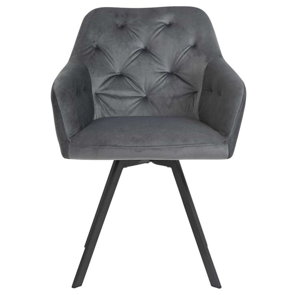 Polsterstuhl Esszimmer drehbar Bezug aus grauem Samt