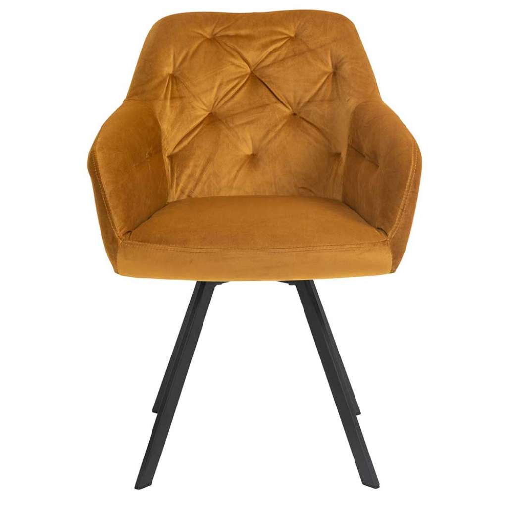 Esszimmerstuhl drehbar mit Bezug aus Samt Gelb