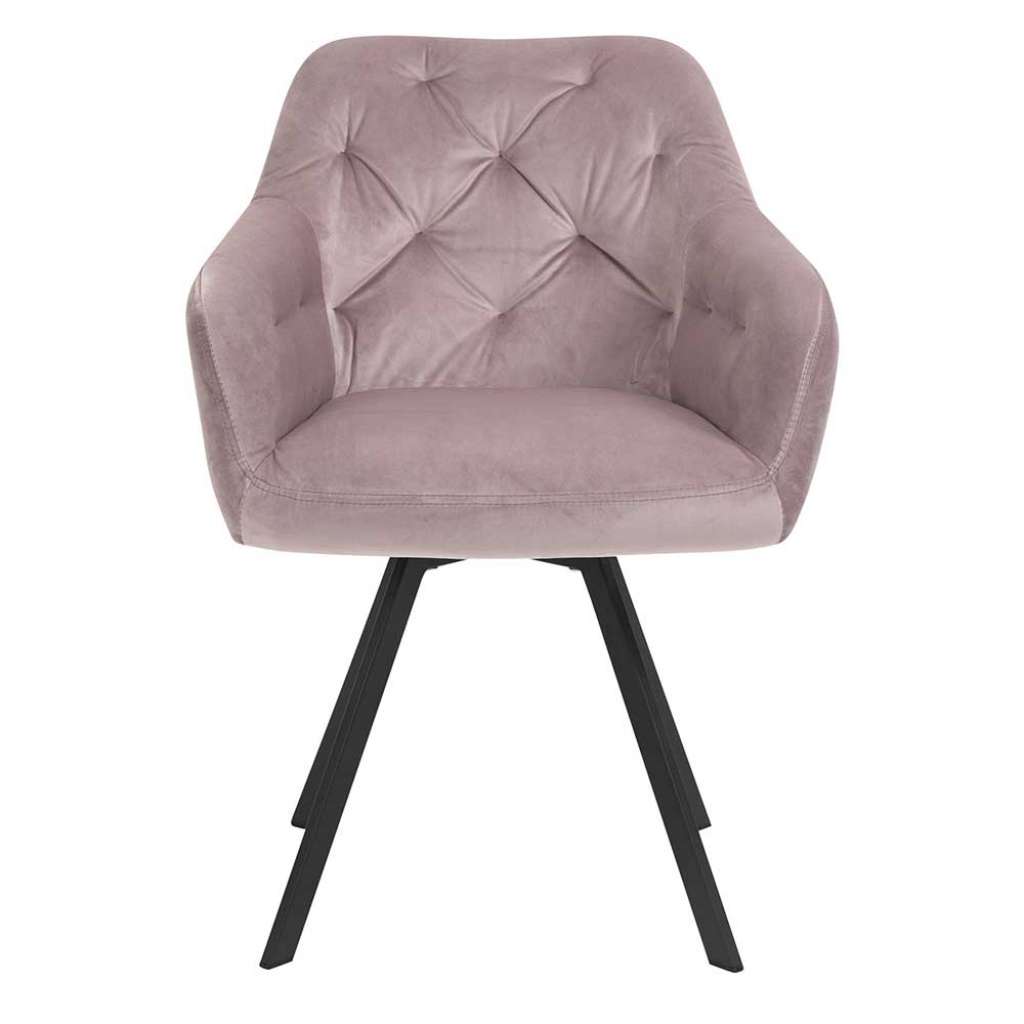 Esszimmerstuhl drehbar mit Armlehnen Bezug aus Samt in Rosa
