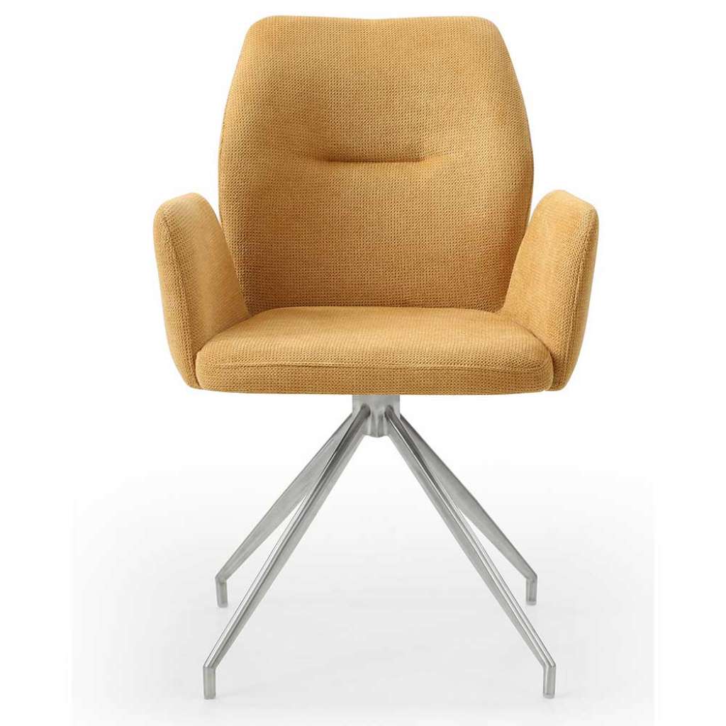 Esstisch Drehstuhl in Gelb und Silber Armlehnen