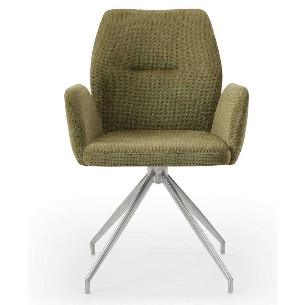 Polster Drehstuhl für Esstisch Oliv Grün und Silber