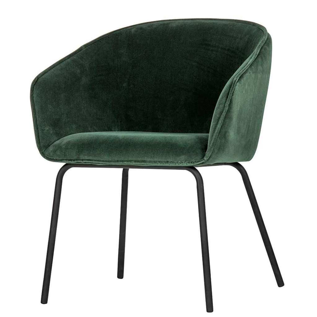 Samtstühle mit hohen Armlehnen Dunkelgrün & Schwarz (2er Set)