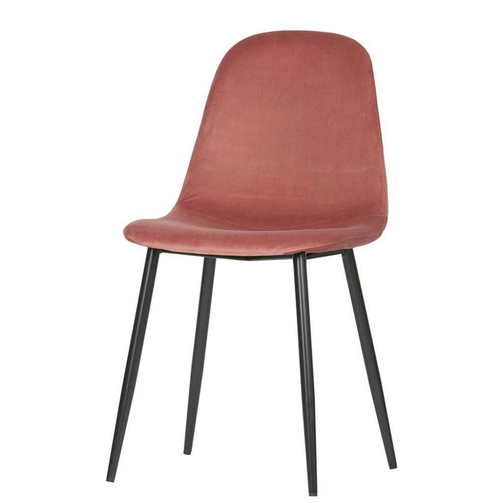 Samt Esstischstühle in Rosa und Schwarz Gestell aus Metall (2er Set)