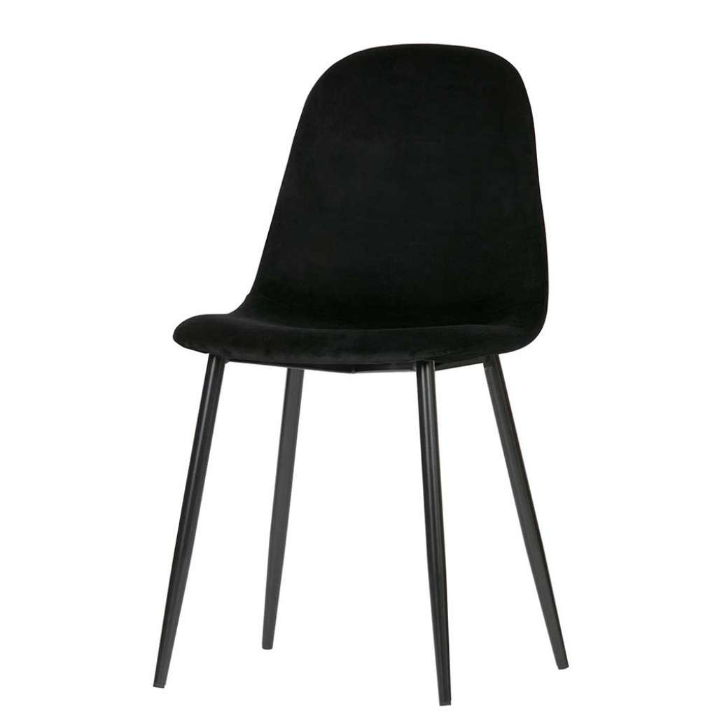 Schalenstühle Schwarz Bezug aus Samt Vierfußgestell Metall (2er Set)