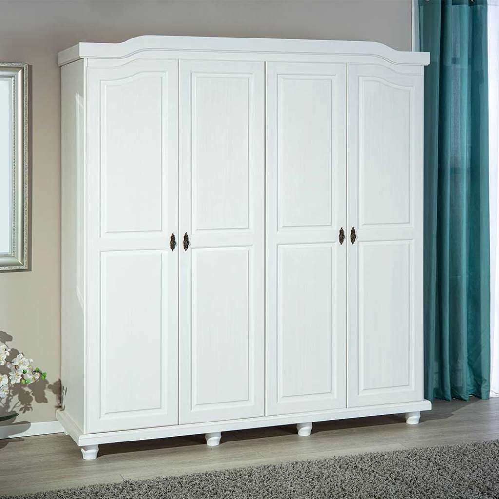 Breiter Kleiderschrank in Weiß 4 Soft Close Drehtüren