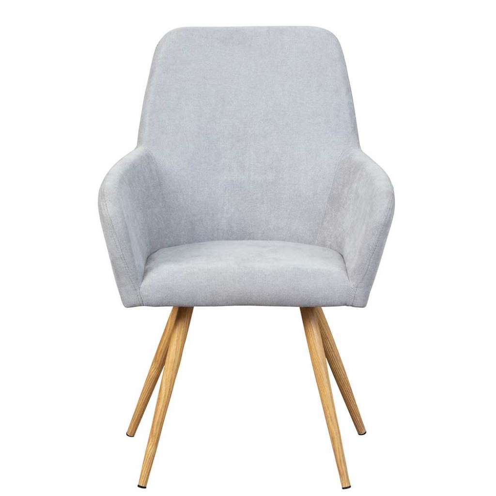 Esstisch Stühle mit Stoffbezug in Hellgrau hoher Lehne (2er Set)