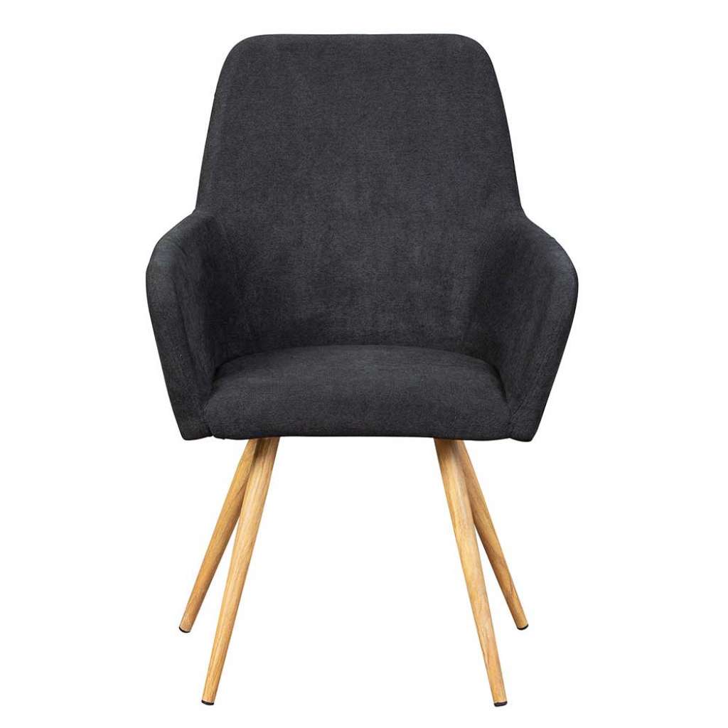 Armlehnenstuehle Esstisch in Dunkelgrau Stoffbezug (2er Set)