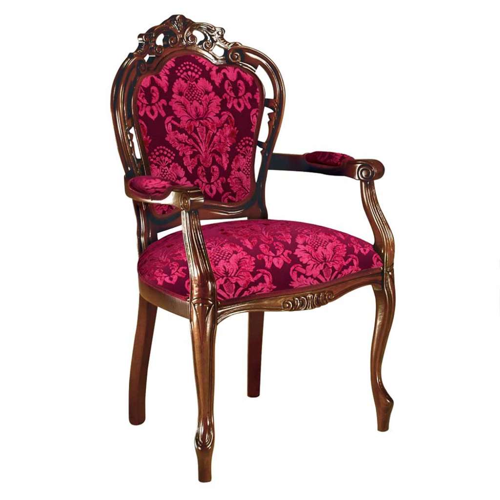 Esszimmerarmlehnstuhl mit hoher Lehne Nussbaumfarben & Rot