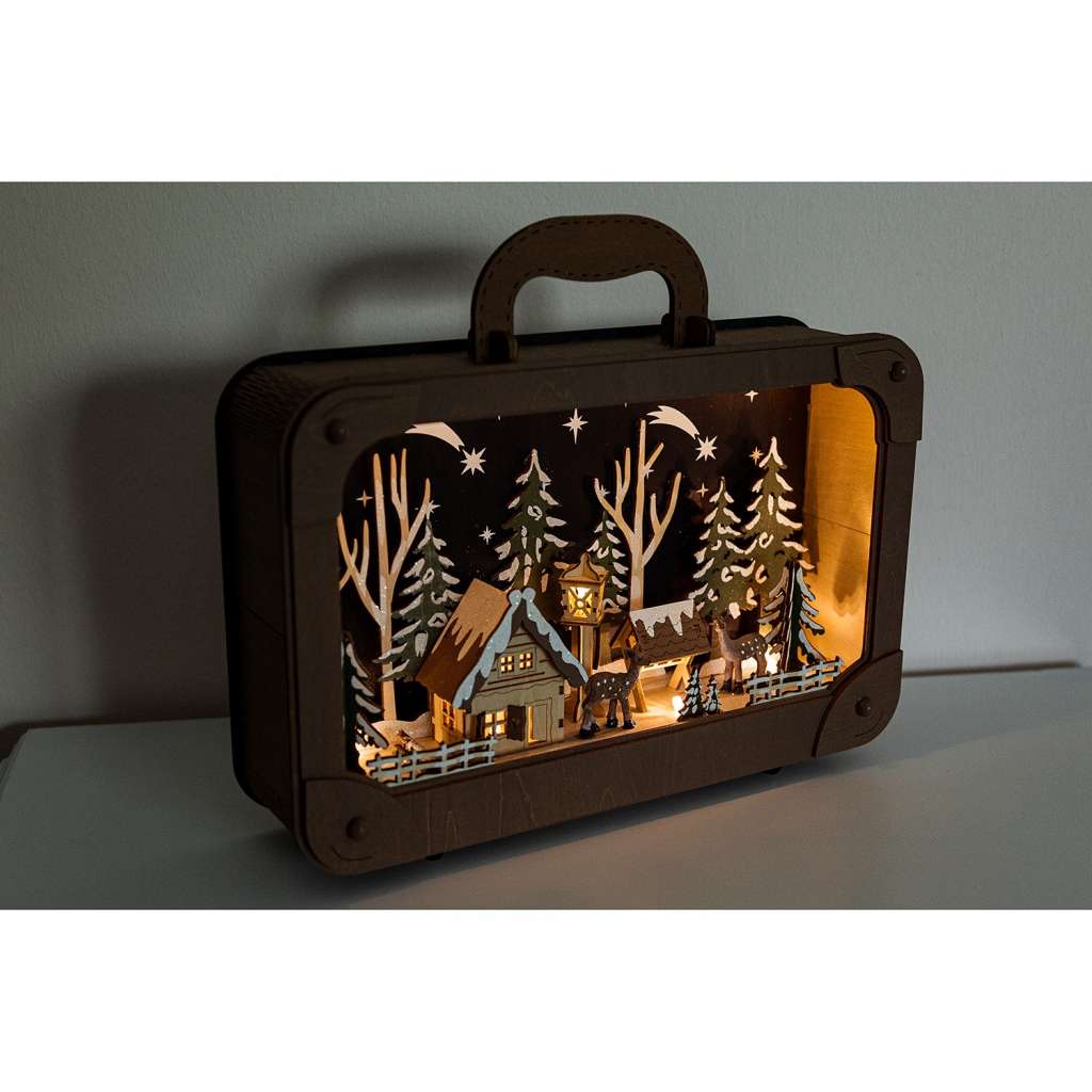 home24 LED-Dekoobjekt Wooden Suitcase