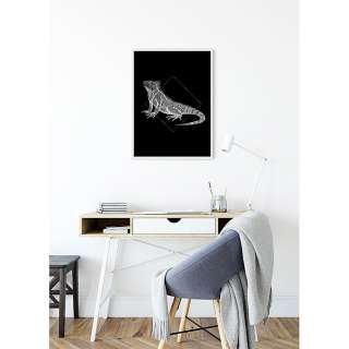 home24 Wandbild Iguana Black