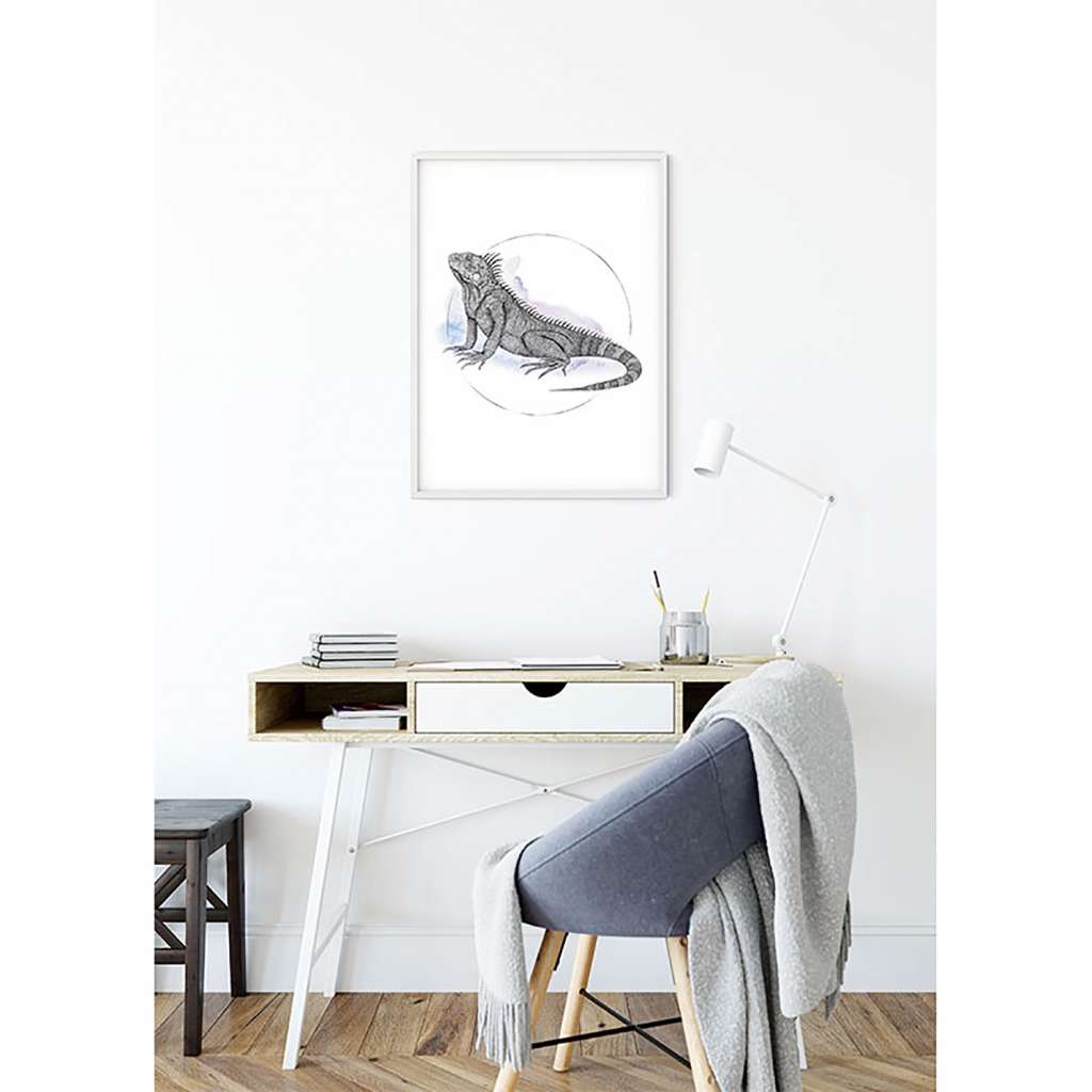 home24 Wandbild Iguana Watercolor