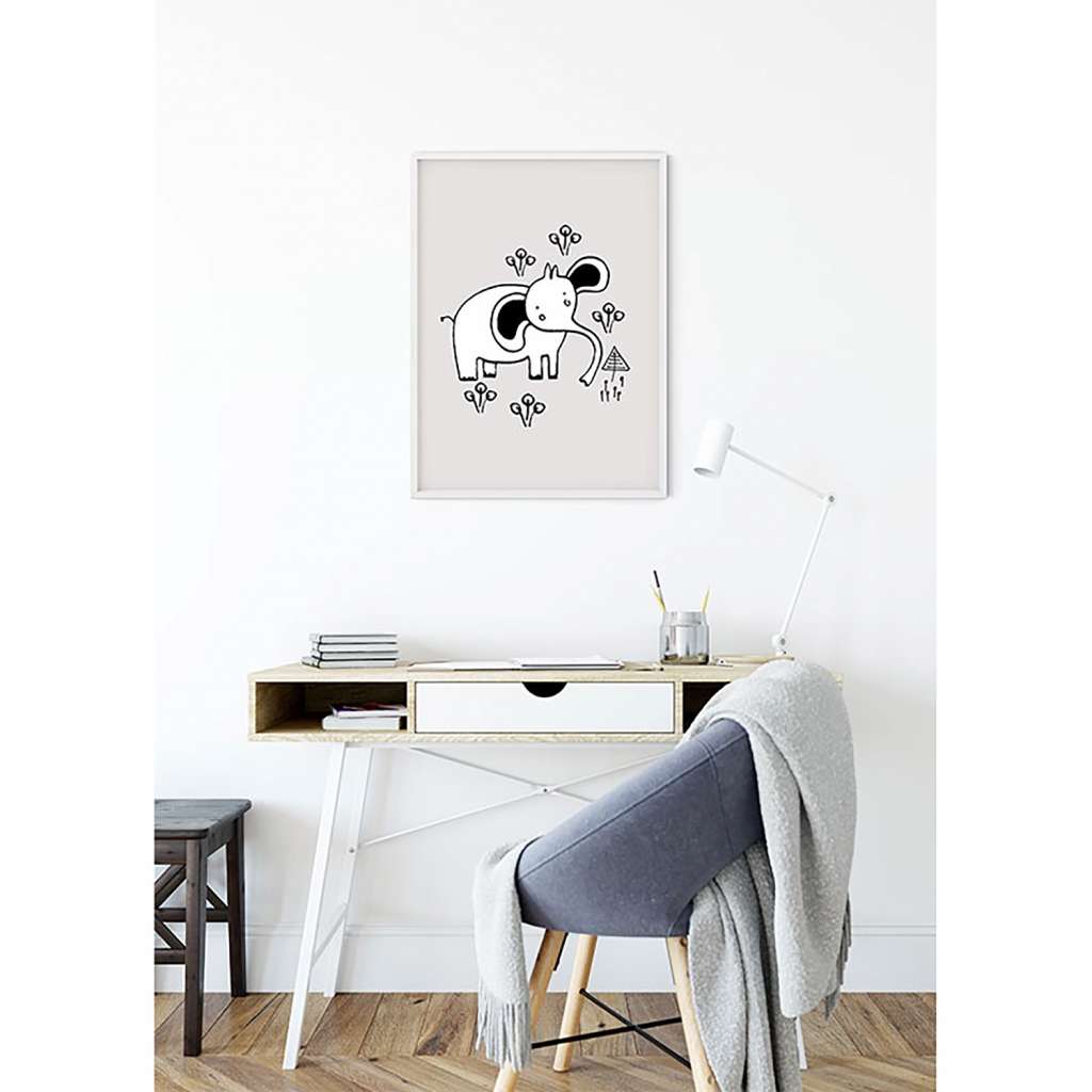 home24 Wandbild Scribble Elephant