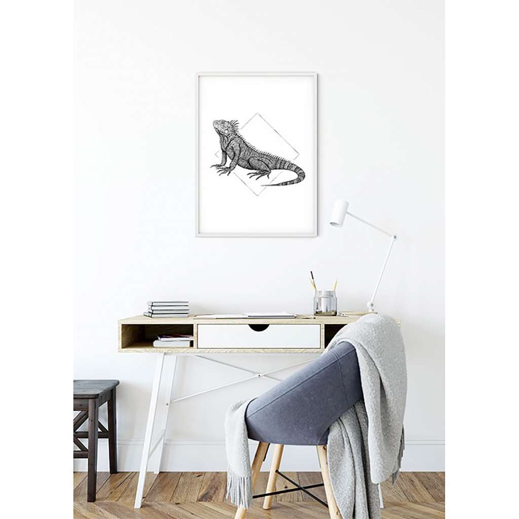 home24 Wandbild Iguana White
