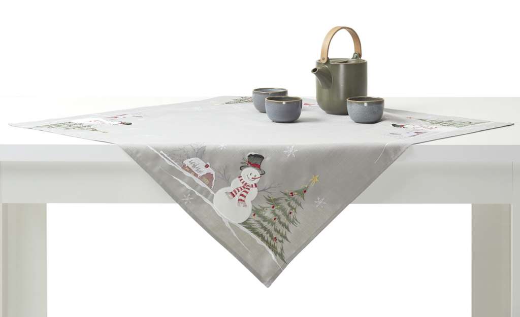 Mitteldecke  Schneemann, Bäume ¦ grau ¦ 100% Polyester Heimtextilien > Tischwäsche > Tischdecken - Höffner