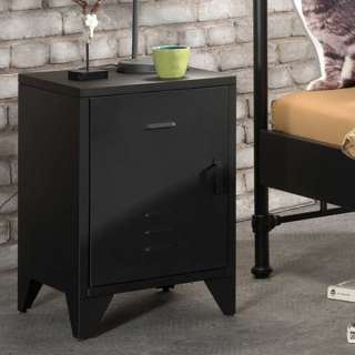 Nachttisch Schrank aus Metall Schwarz pulverbeschichtet
