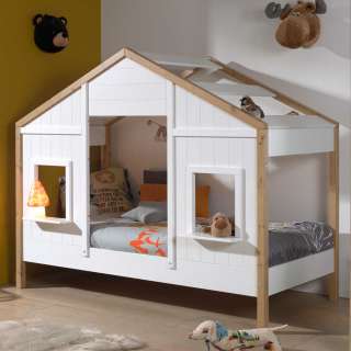 Kinderzimmerbett Landhaus in Weiß Eichefarben