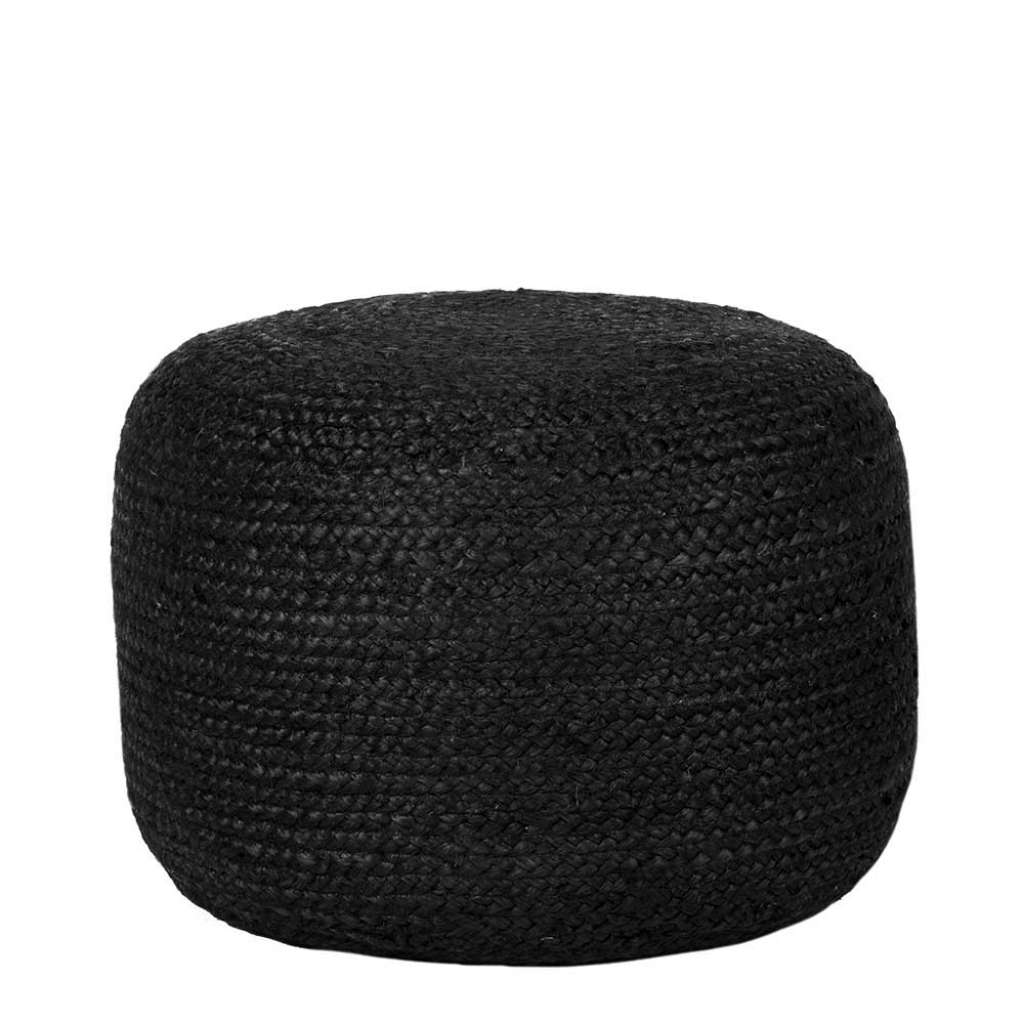 Handgearbeiteter Pouf in Schwarz Geflecht