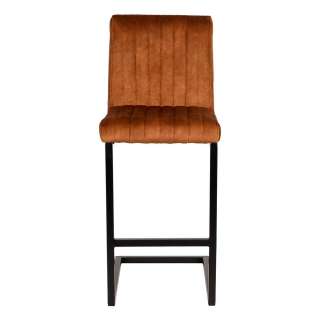 Moderner Barstuhl Veloursbezug Ocker 66 cm Sitzhöhe