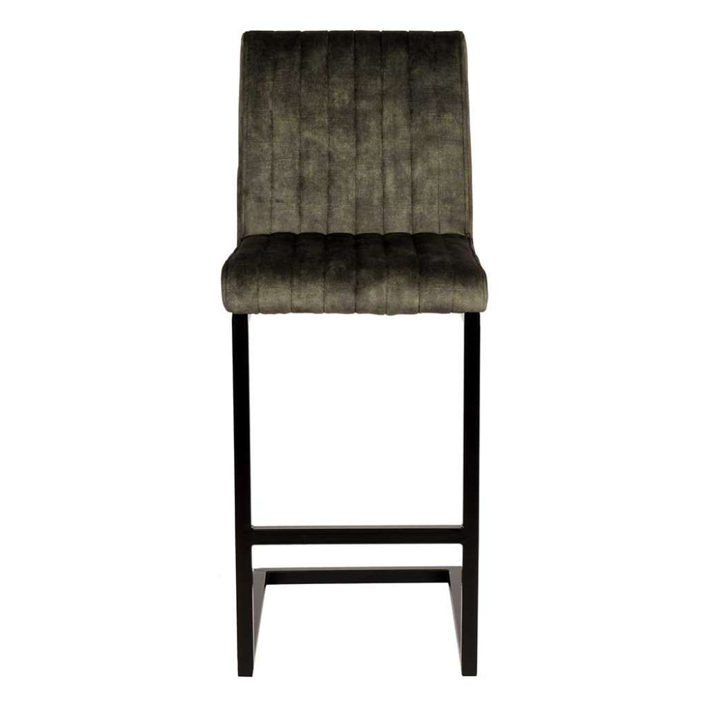 Freischwinger Barstuhl Velours Dunkelgrün 66 cm Sitzhöhe