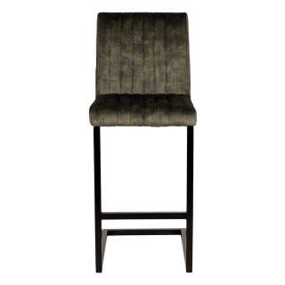 Freischwinger Barstuhl Velours Dunkelgrün 66 cm Sitzhöhe