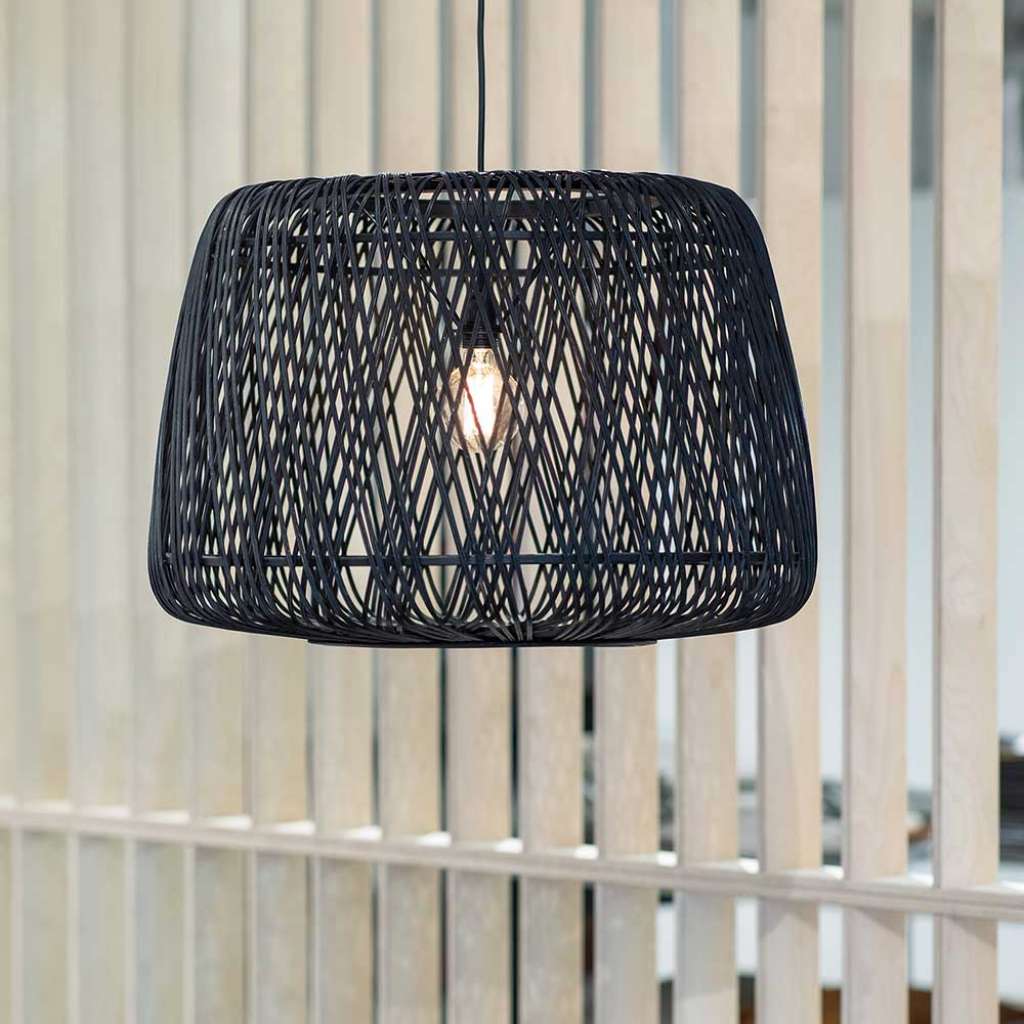 Bambus Hängelampe in Schwarz Skandi Design