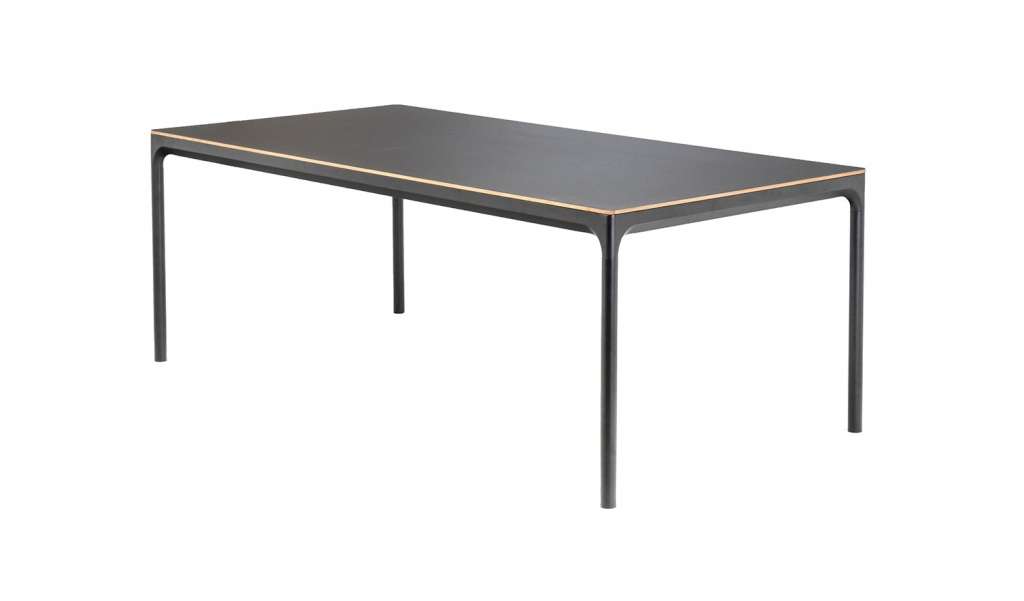 Houe - Four Esstisch - schwarzes Linoleum/Kante: Eiche - 160 x 90 cm - indoor
