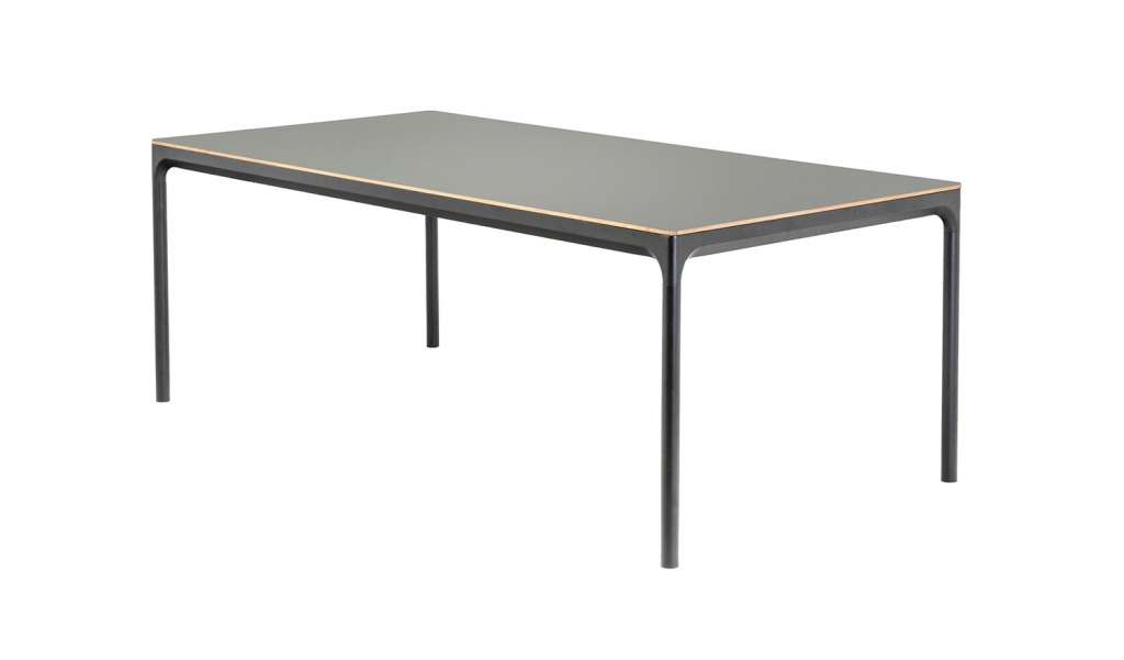 Houe - Four Esstisch - graues Linoleum/Kante: Eiche - 160 x 90 cm - indoor