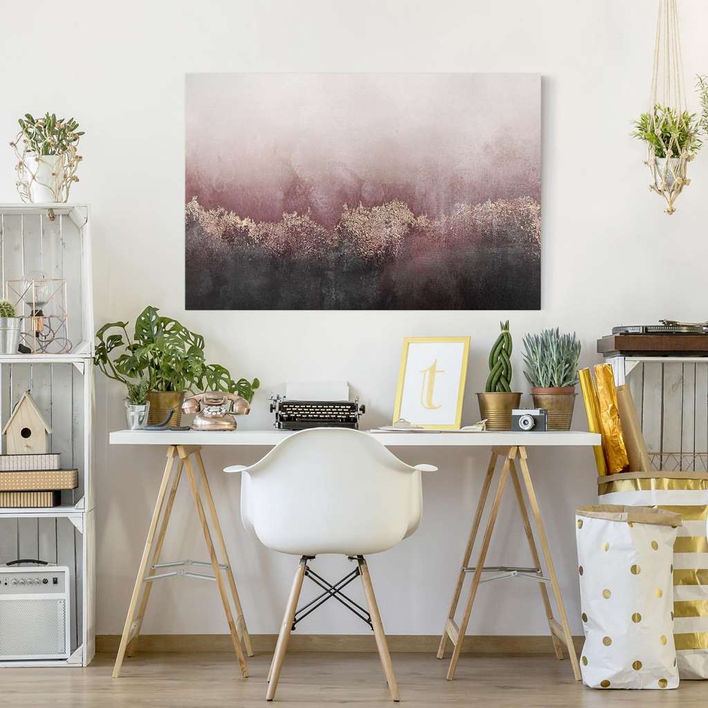 home24 Leinwandbild Goldene Dämmerung Rosa II