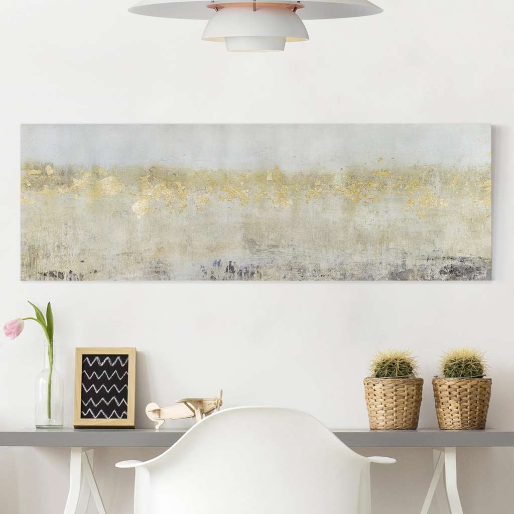 home24 Leinwandbild Goldene Farbfelder II