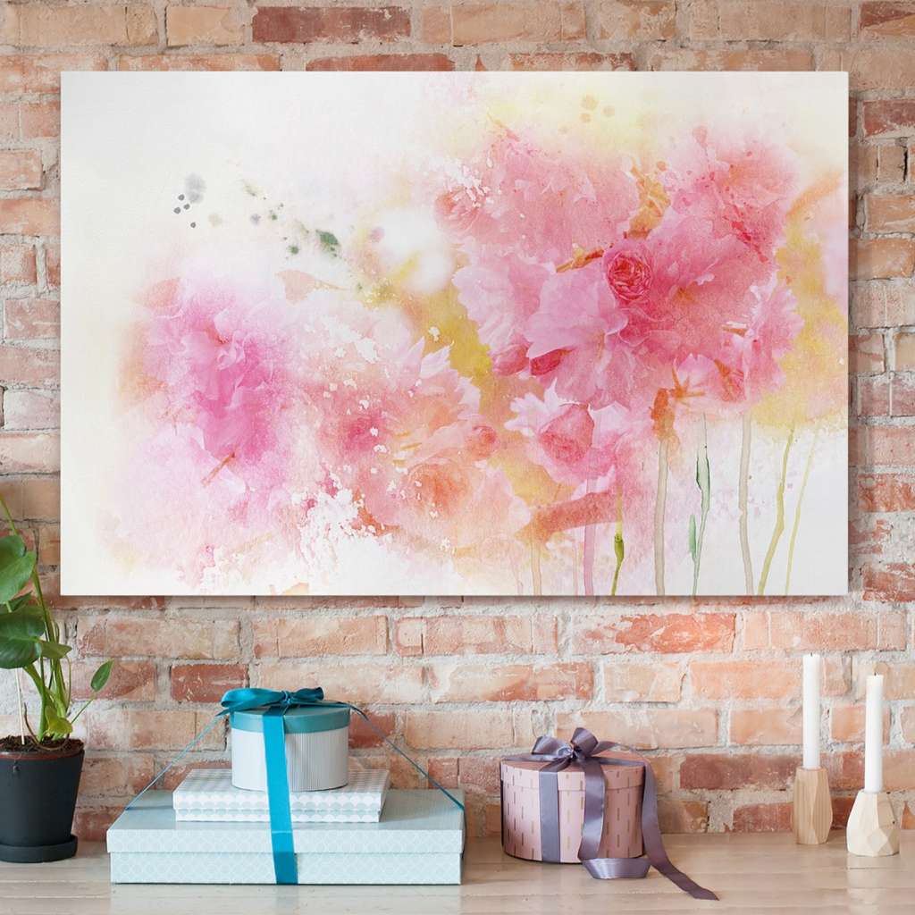 home24 Leinwandbild Aquarellblumen I