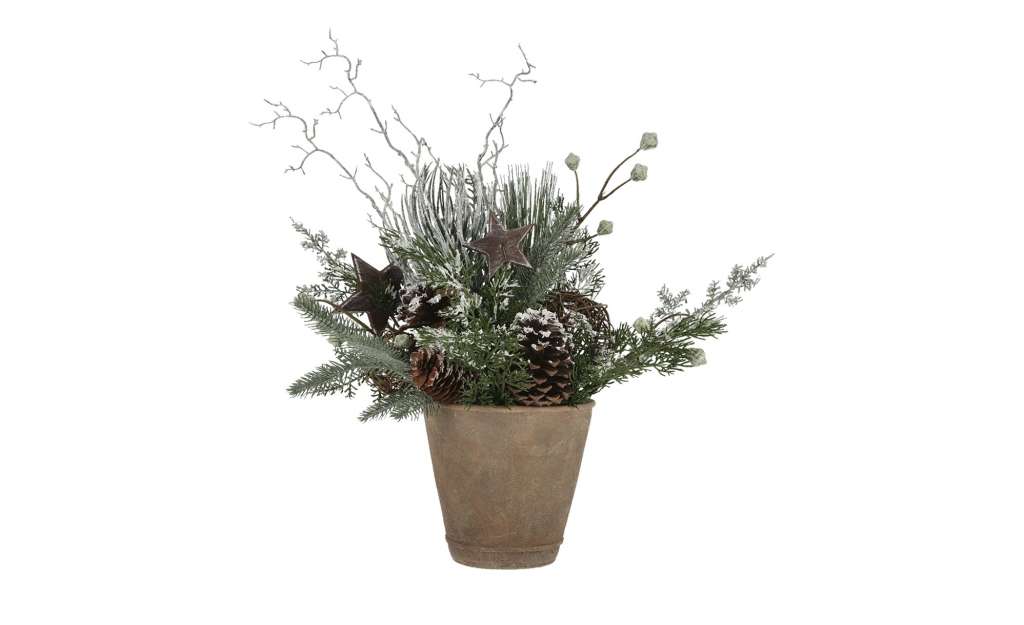 Weihnachtsgesteck im Topf ¦ grün ¦ Zement, Kunststoff, Metall, Naturprodukte Ø: 42 Dekoration > Kunstblumen - Höffner