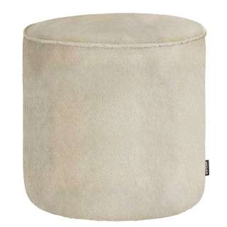 Webplüsch Hocker in Cremeweiß runder Form