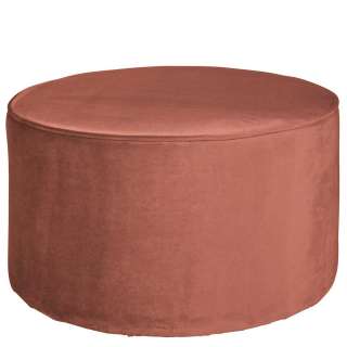 Samt Sitzpouf in Altrosa runder Form