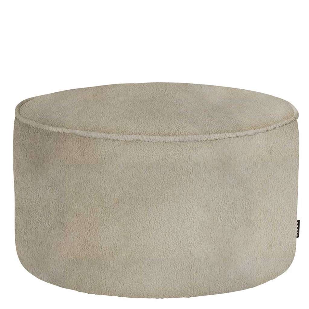 Plüsch Hocker in Cremefarben 60 cm Durchmesser