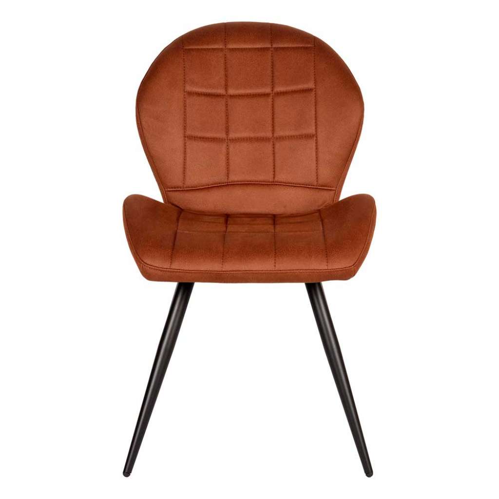 Esszimmer Polsterstuhl in Cognac Braun Microfaser modern