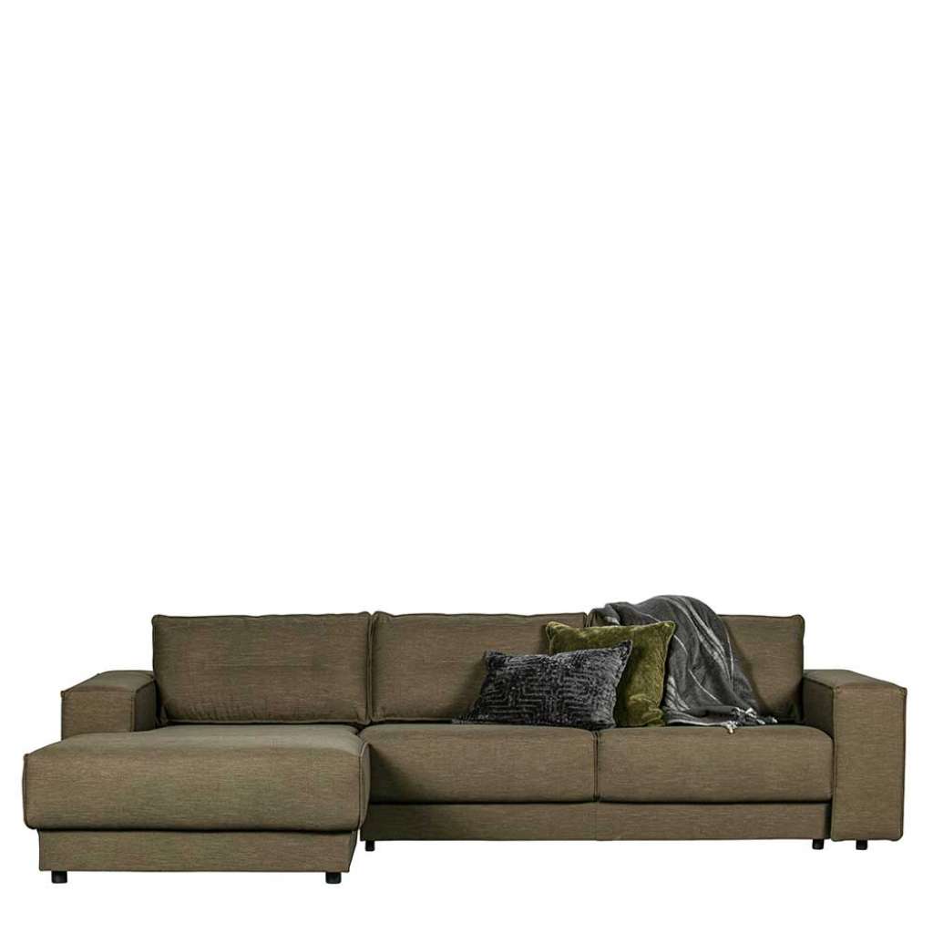Wohnzimmercouch in L Form Stoffbezug Graugrün