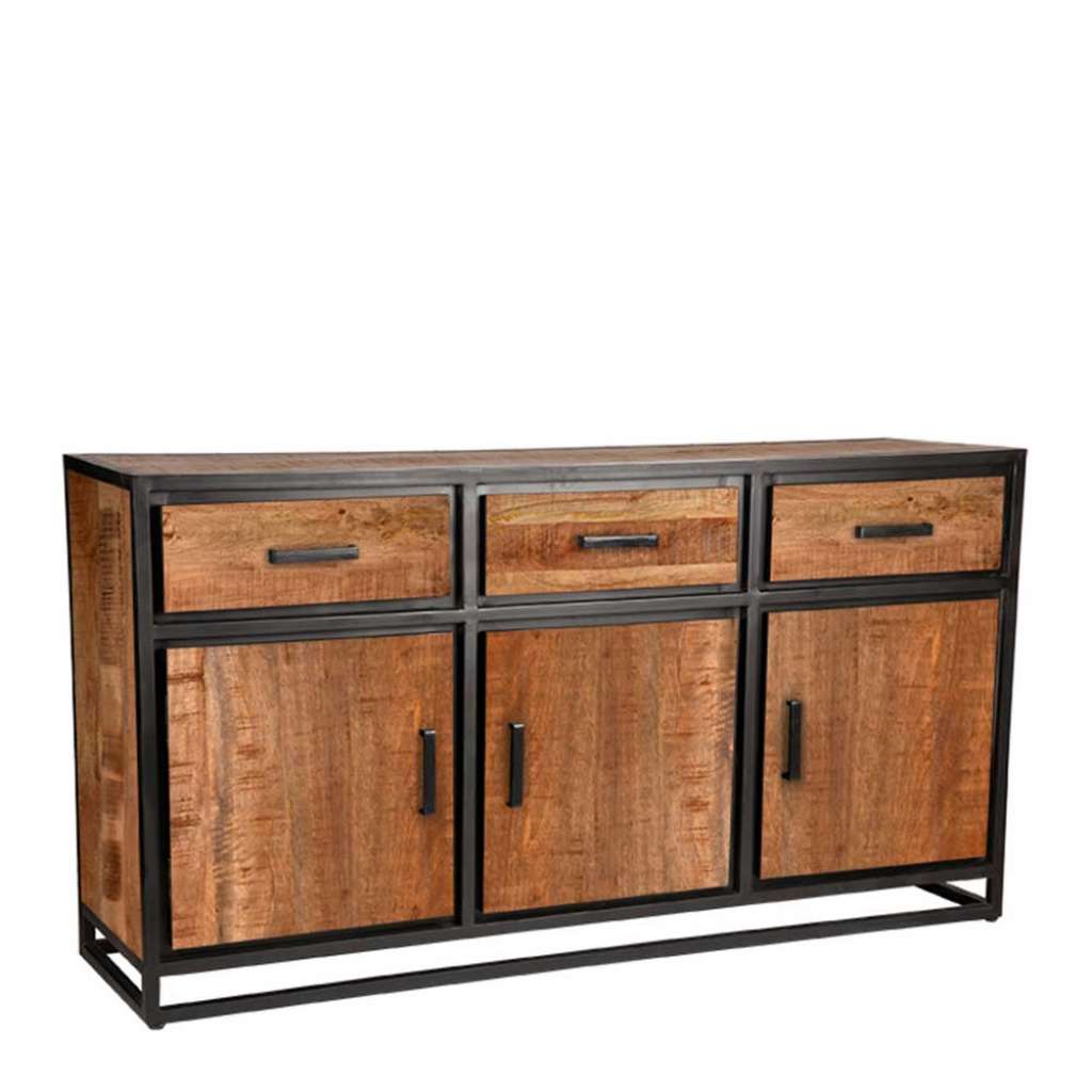 Industry Sideboard aus Mangobaum Massivholz geölt und Metall 170 cm breit