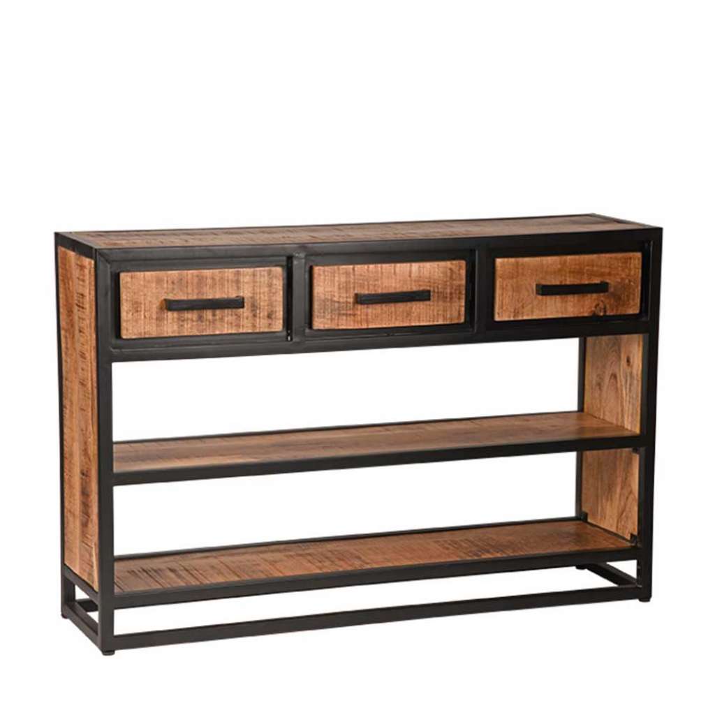 Konsolentisch aus Mangobaum Massivholz drei Schubladen