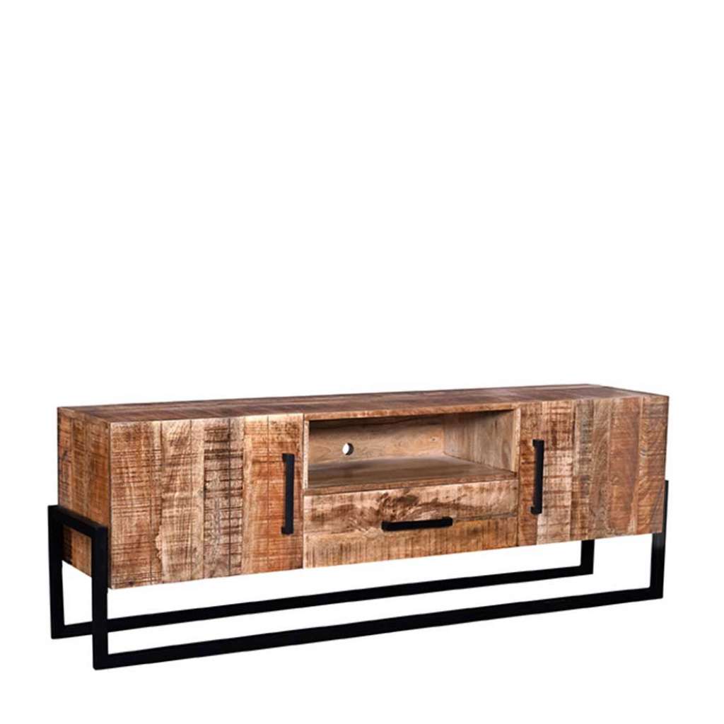 TV Lowboard aus Mangobaum Massivholz Industry und Loft Stil