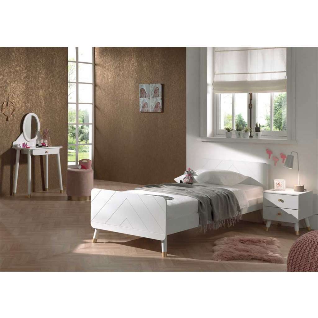 Jugendschlafzimmer Mädchen in Weiß & Gold Schminktisch (dreiteilig)